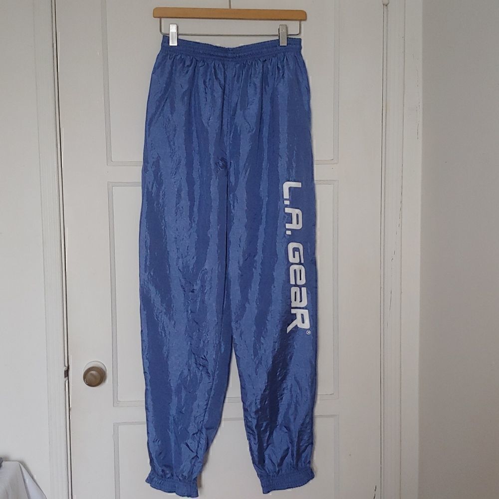 LA Gear Vintage Women's Jogger Nylon Wind Pants Blue Size M